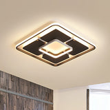 Square/Rectangle Flush Lighting Nordic Style Led Flush Mount Ceiling Light in Black and White, 18"/23.5"/35.5" W Black-White Clearhalo 'Ceiling Lights' 'Close To Ceiling Lights' 'Close to ceiling' 'Flush mount' Lighting' 253961