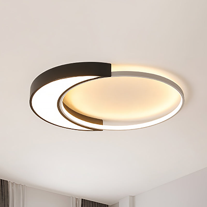 Modern Round Flush Lamp with Black and White Metal Shade Led Ceiling Flush Light in Warm/White, 19.5"/27" Wide Clearhalo 'Ceiling Lights' 'Close To Ceiling Lights' 'Close to ceiling' 'Flush mount' Lighting' 253971