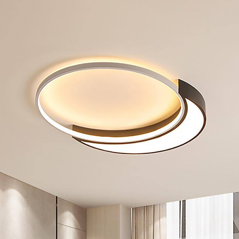 Modern Round Flush Lamp with Black and White Metal Shade Led Ceiling Flush Light in Warm/White, 19.5"/27" Wide Black-White Clearhalo 'Ceiling Lights' 'Close To Ceiling Lights' 'Close to ceiling' 'Flush mount' Lighting' 253972