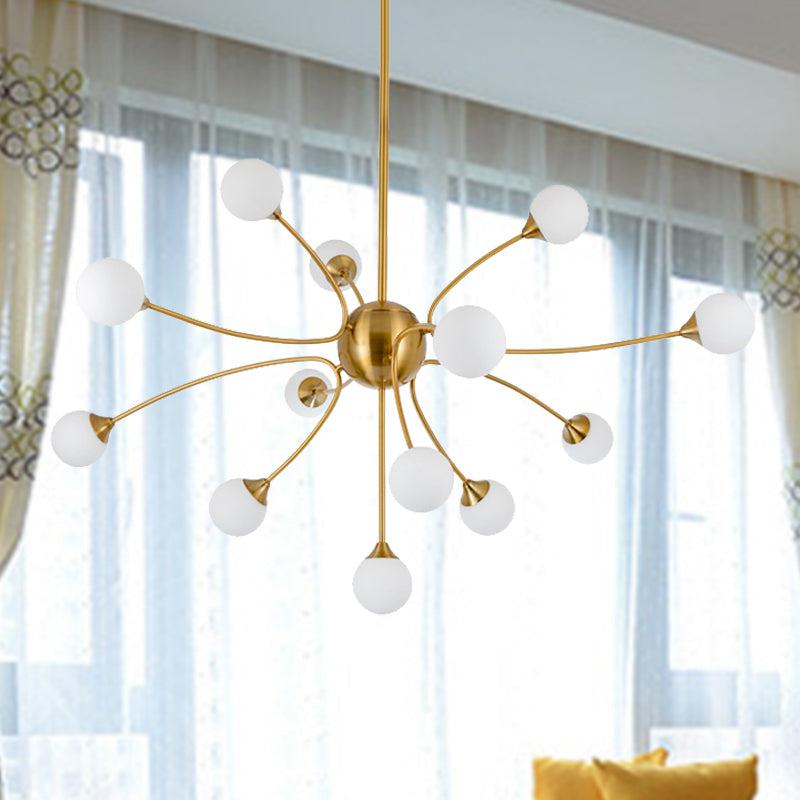 Elegant Style Ball Shade Chandelier Metal Multi-Head Gold Pendant Light for Dining Table Hotel Clearhalo 'Ceiling Lights' 'Chandeliers' 'Modern Chandeliers' 'Modern' Lighting' 254009