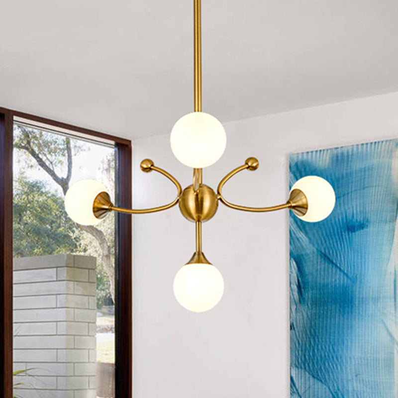 Elegant Style Ball Shade Chandelier Metal Multi-Head Gold Pendant Light for Dining Table Hotel Clearhalo 'Ceiling Lights' 'Chandeliers' 'Modern Chandeliers' 'Modern' Lighting' 254011