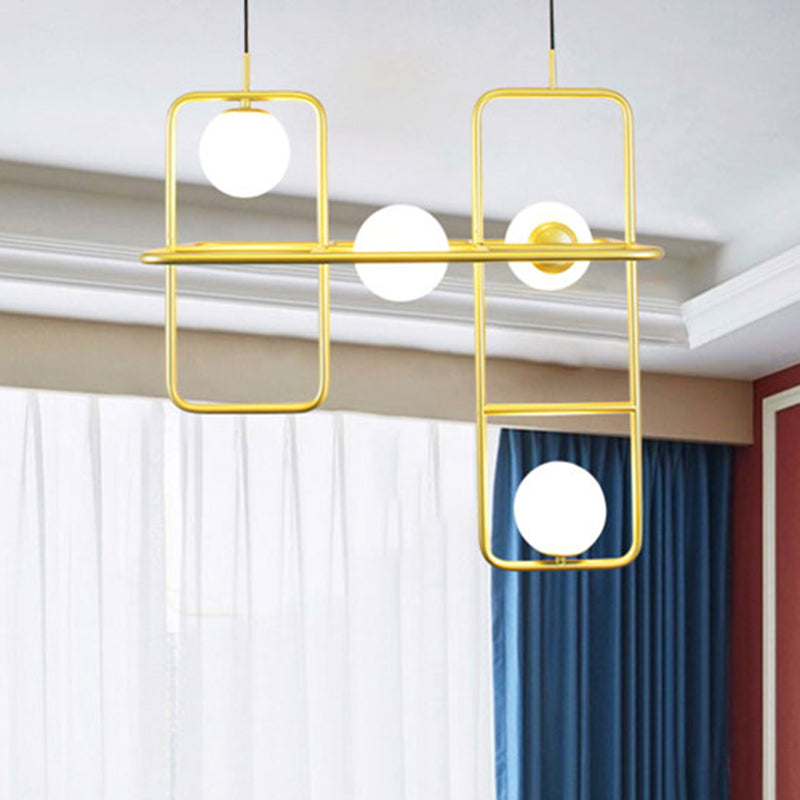 Gold Crossed Rectangle Drop Light 2/3/4 Lights Post Modern Metal Hanging Chandelier Clearhalo 'Ceiling Lights' 'Chandeliers' 'Modern Chandeliers' 'Modern' Lighting' 254051