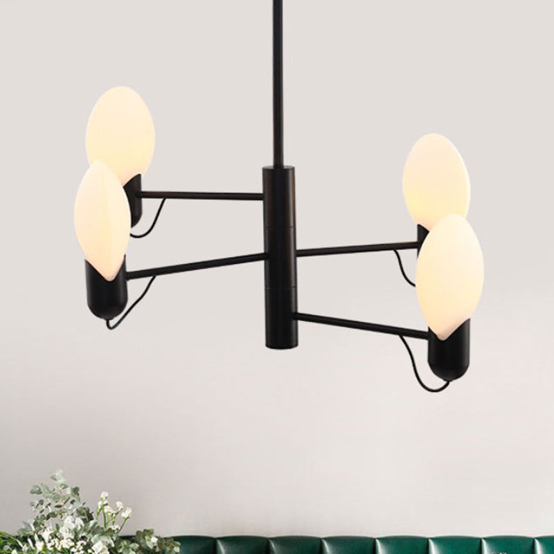 Adjustable 4-Light Round Chandelier Post Modern Glass Shade Hanging Light Fixture in Black/Gold Black Clearhalo 'Ceiling Lights' 'Chandeliers' 'Modern Chandeliers' 'Modern' Lighting' 254062