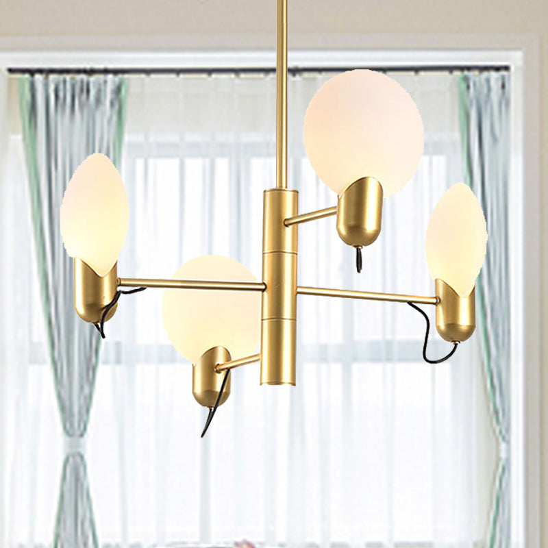 Adjustable 4-Light Round Chandelier Post Modern Glass Shade Hanging Light Fixture in Black/Gold Gold Clearhalo 'Ceiling Lights' 'Chandeliers' 'Modern Chandeliers' 'Modern' Lighting' 254064