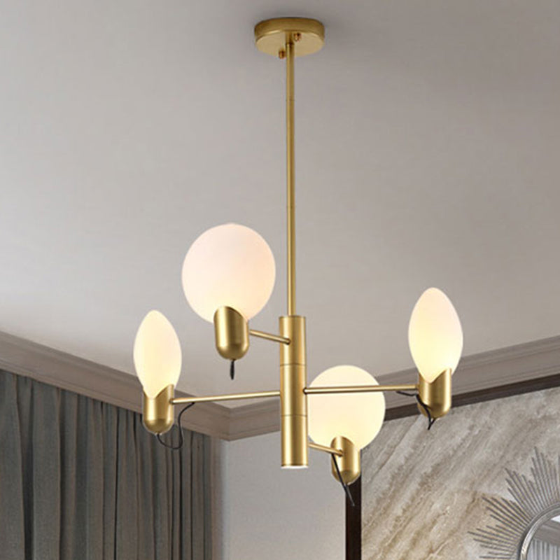 Adjustable 4-Light Round Chandelier Post Modern Glass Shade Hanging Light Fixture in Black/Gold Clearhalo 'Ceiling Lights' 'Chandeliers' 'Modern Chandeliers' 'Modern' Lighting' 254065