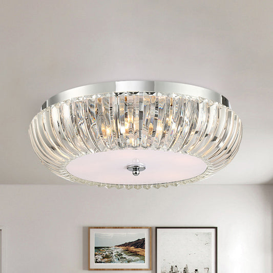 Modern Round Flush Mount Light Clear Crystal Shade 3/4 Lights 16"/19.5" W Chrome Ceiling Flushmount Clearhalo 'Ceiling Lights' 'Close To Ceiling Lights' 'Close to ceiling' 'Flush mount' Lighting' 254067