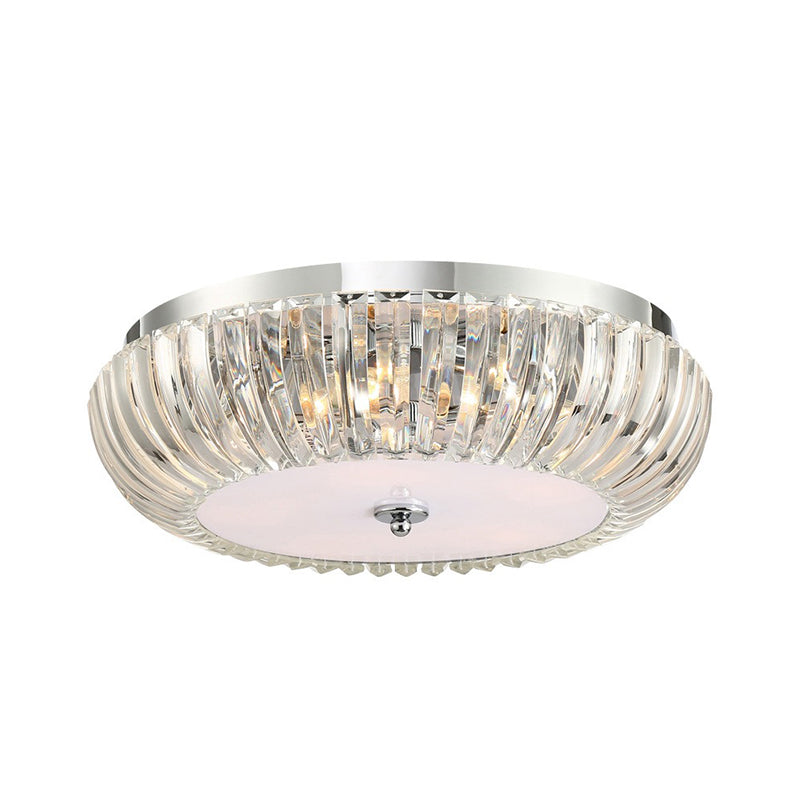 Modern Round Flush Mount Light Clear Crystal Shade 3/4 Lights 16"/19.5" W Chrome Ceiling Flushmount Clearhalo 'Ceiling Lights' 'Close To Ceiling Lights' 'Close to ceiling' 'Flush mount' Lighting' 254069