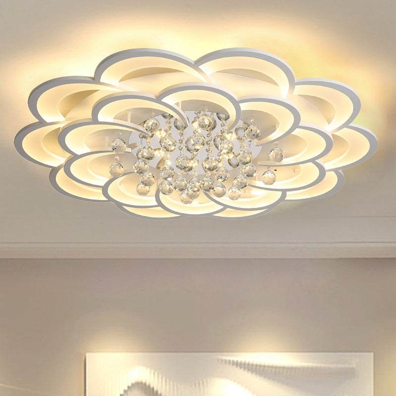 20.5"/27"/31.5" W Modern Floral Iron Flush Mount Light LED White Ceiling Light Fixture in Warm/White Light Clearhalo 'Ceiling Lights' 'Close To Ceiling Lights' 'Close to ceiling' 'Flush mount' Lighting' 254089