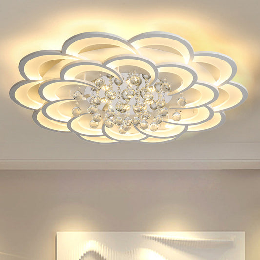 20.5"/27"/31.5" W Modern Floral Iron Flush Mount Light LED White Ceiling Light Fixture in Warm/White Light Clearhalo 'Ceiling Lights' 'Close To Ceiling Lights' 'Close to ceiling' 'Flush mount' Lighting' 254089