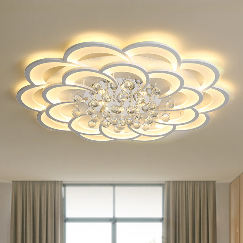 20.5"/27"/31.5" W Modern Floral Iron Flush Mount Light LED White Ceiling Light Fixture in Warm/White Light White Clearhalo 'Ceiling Lights' 'Close To Ceiling Lights' 'Close to ceiling' 'Flush mount' Lighting' 254090