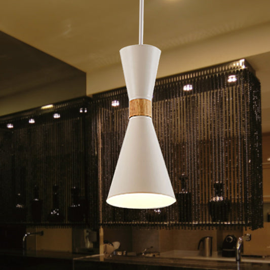 Metal Hourglass Mini Pendant Light Living Room Hallway 1 Light Nordic Hanging Lamp White Clearhalo 'Ceiling Lights' 'Modern Pendants' 'Modern' 'Pendant Lights' 'Pendants' Lighting' 254102