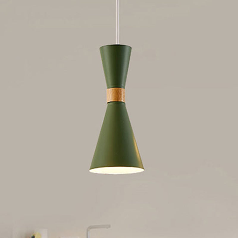 Metal Hourglass Mini Pendant Light Living Room Hallway 1 Light Nordic Hanging Lamp Green Clearhalo 'Ceiling Lights' 'Modern Pendants' 'Modern' 'Pendant Lights' 'Pendants' Lighting' 254104