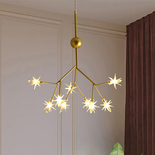Modern Starry Pendant Light Fixture Iron 9/27/36-Light Dining Room Chandelier in Gold Clearhalo 'Ceiling Lights' 'Chandeliers' 'Modern Chandeliers' 'Modern' Lighting' 254162
