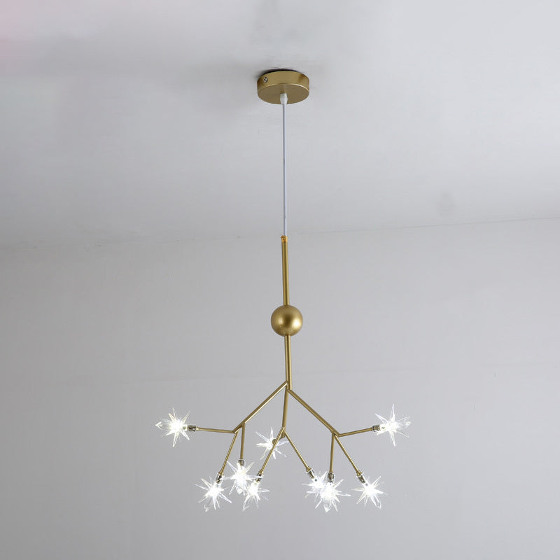 Modern Starry Pendant Light Fixture Iron 9/27/36-Light Dining Room Chandelier in Gold 9 Gold Clearhalo 'Ceiling Lights' 'Chandeliers' 'Modern Chandeliers' 'Modern' Lighting' 254163
