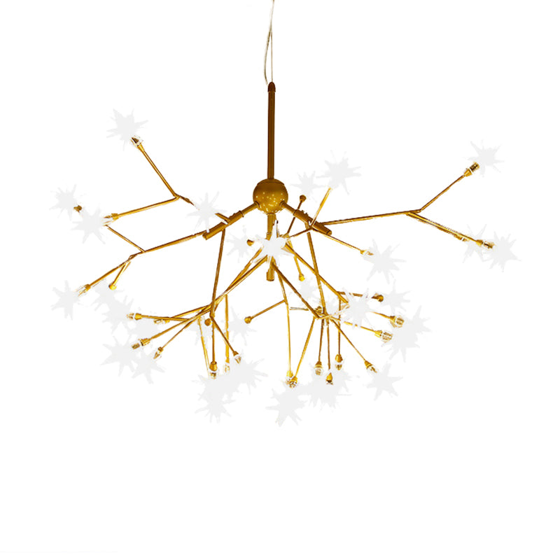 Modern Starry Pendant Light Fixture Iron 9/27/36-Light Dining Room Chandelier in Gold Clearhalo 'Ceiling Lights' 'Chandeliers' 'Modern Chandeliers' 'Modern' Lighting' 254167