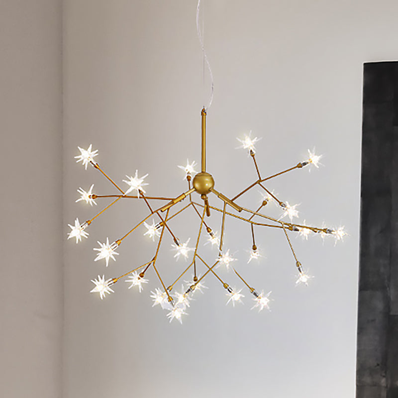 Modern Starry Pendant Light Fixture Iron 9/27/36-Light Dining Room Chandelier in Gold 27 Gold Clearhalo 'Ceiling Lights' 'Chandeliers' 'Modern Chandeliers' 'Modern' Lighting' 254169
