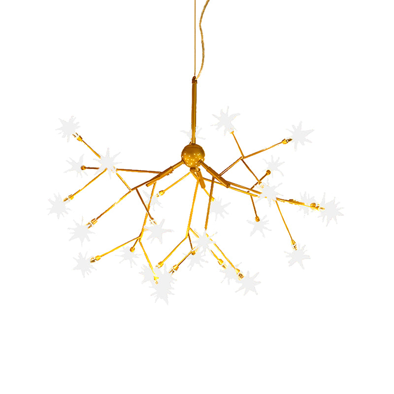 Modern Starry Pendant Light Fixture Iron 9/27/36-Light Dining Room Chandelier in Gold Clearhalo 'Ceiling Lights' 'Chandeliers' 'Modern Chandeliers' 'Modern' Lighting' 254170