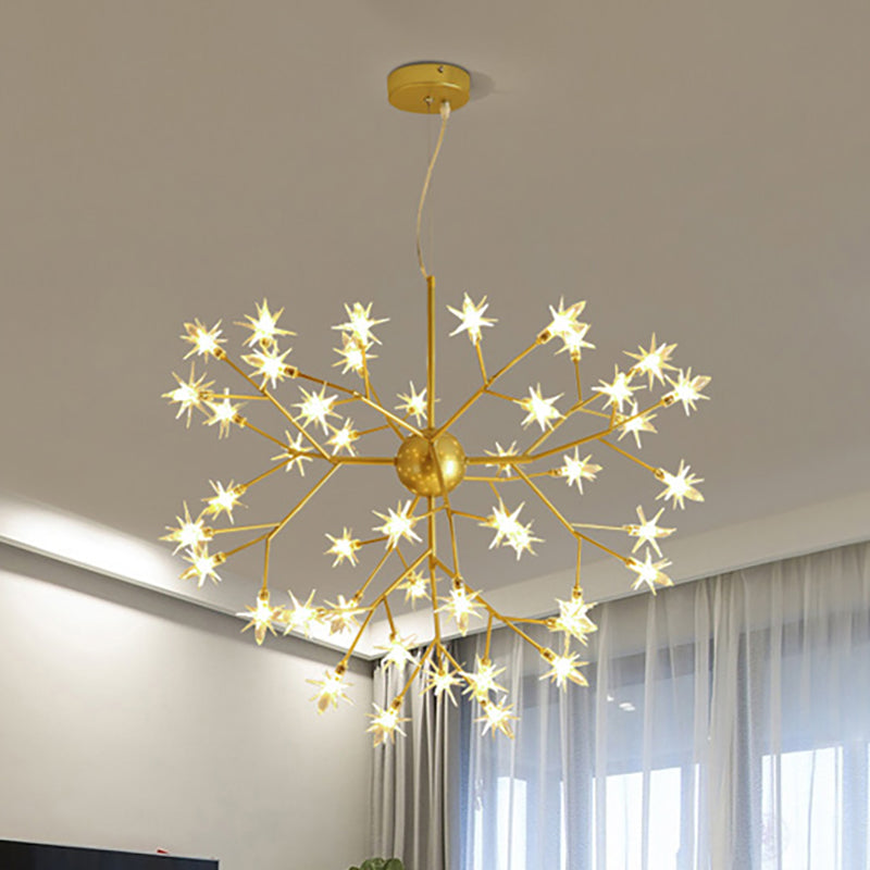 Modern Starry Pendant Light Fixture Iron 9/27/36-Light Dining Room Chandelier in Gold 45 Gold Clearhalo 'Ceiling Lights' 'Chandeliers' 'Modern Chandeliers' 'Modern' Lighting' 254173