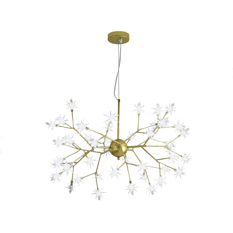 Modern Starry Pendant Light Fixture Iron 9/27/36-Light Dining Room Chandelier in Gold Clearhalo 'Ceiling Lights' 'Chandeliers' 'Modern Chandeliers' 'Modern' Lighting' 254174
