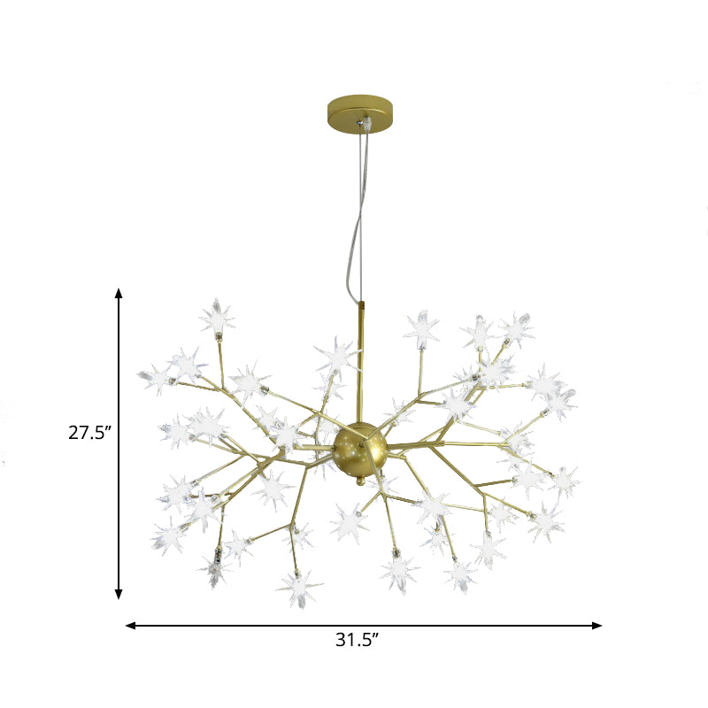 Modern Starry Pendant Light Fixture Iron 9/27/36-Light Dining Room Chandelier in Gold Clearhalo 'Ceiling Lights' 'Chandeliers' 'Modern Chandeliers' 'Modern' Lighting' 254175