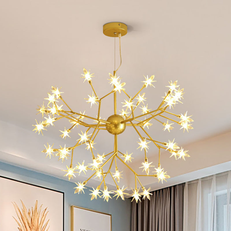 Modern Starry Pendant Light Fixture Iron 9/27/36-Light Dining Room Chandelier in Gold 54 Gold Clearhalo 'Ceiling Lights' 'Chandeliers' 'Modern Chandeliers' 'Modern' Lighting' 254176