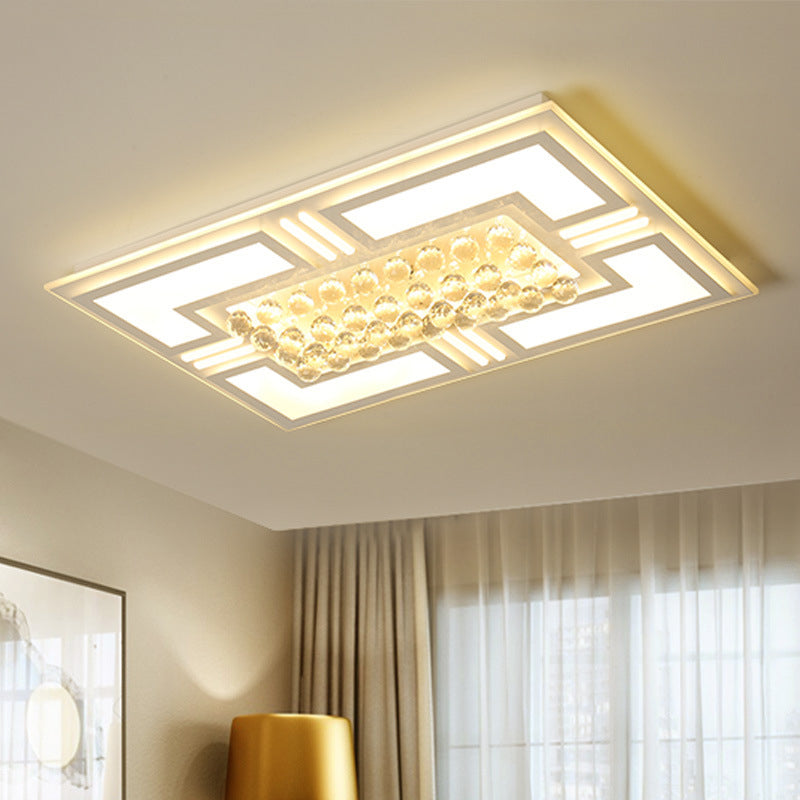 20.5"/35.5" Wide Crystal Square/Rectangle Flush Lamp Simple LED Ceiling Mounted Fixture in Warm/White Light Clearhalo 'Ceiling Lights' 'Close To Ceiling Lights' 'Close to ceiling' 'Flush mount' Lighting' 254231