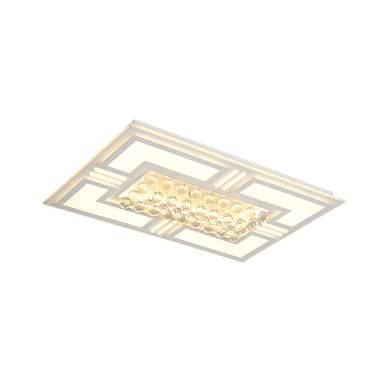 20.5"/35.5" Wide Crystal Square/Rectangle Flush Lamp Simple LED Ceiling Mounted Fixture in Warm/White Light Clearhalo 'Ceiling Lights' 'Close To Ceiling Lights' 'Close to ceiling' 'Flush mount' Lighting' 254232