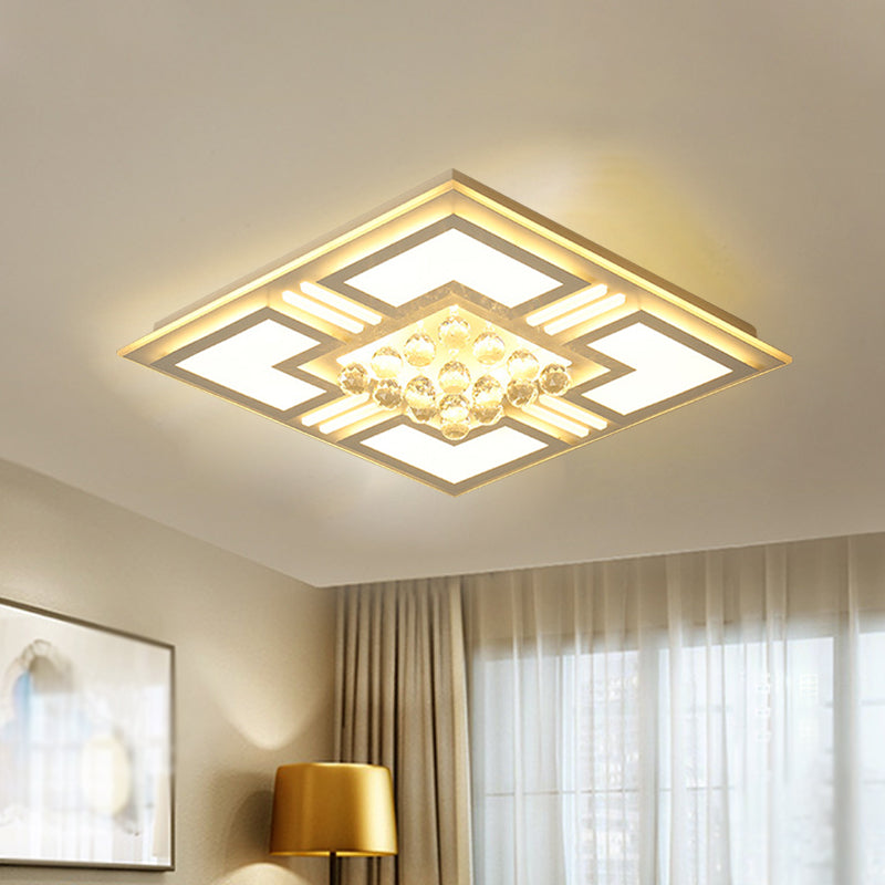 20.5"/35.5" Wide Crystal Square/Rectangle Flush Lamp Simple LED Ceiling Mounted Fixture in Warm/White Light Clearhalo 'Ceiling Lights' 'Close To Ceiling Lights' 'Close to ceiling' 'Flush mount' Lighting' 254234