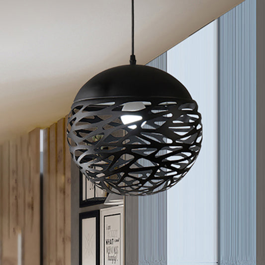 Metallic Hollow Globe Hanging Light Dining Table 1 Light Contemporary Pendant Light Black Clearhalo 'Ceiling Lights' 'Modern Pendants' 'Modern' 'Pendant Lights' 'Pendants' Lighting' 254241