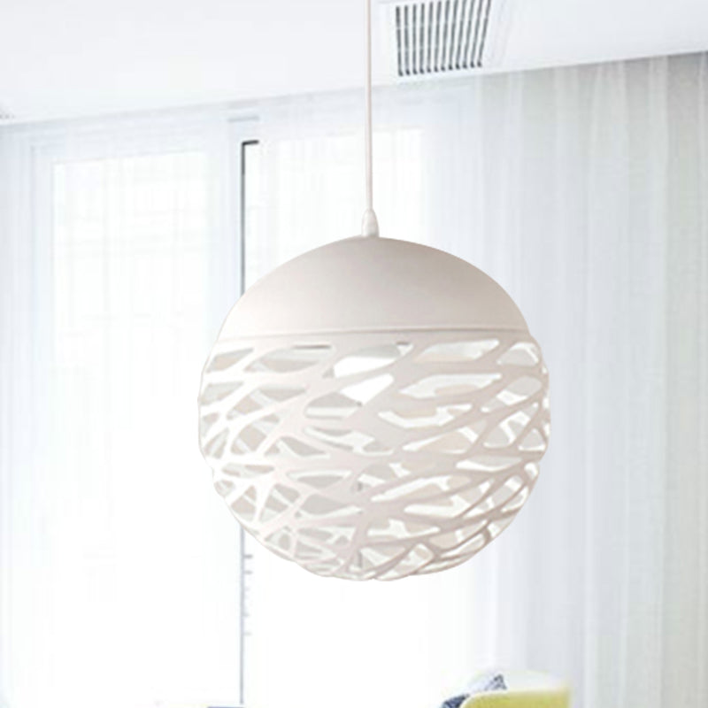 Metallic Hollow Globe Hanging Light Dining Table 1 Light Contemporary Pendant Light White Clearhalo 'Ceiling Lights' 'Modern Pendants' 'Modern' 'Pendant Lights' 'Pendants' Lighting' 254243