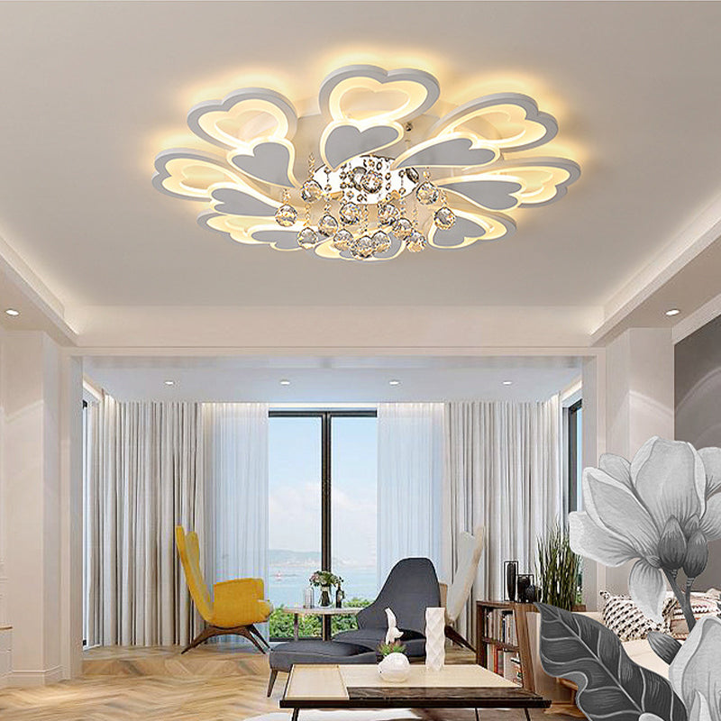 White Loving-Heart Flush Light Contemporary 27"/31.5" Wide LED Acrylic Flushmount Lighting in Warm/White Light Clearhalo 'Ceiling Lights' 'Close To Ceiling Lights' 'Close to ceiling' 'Flush mount' Lighting' 254273