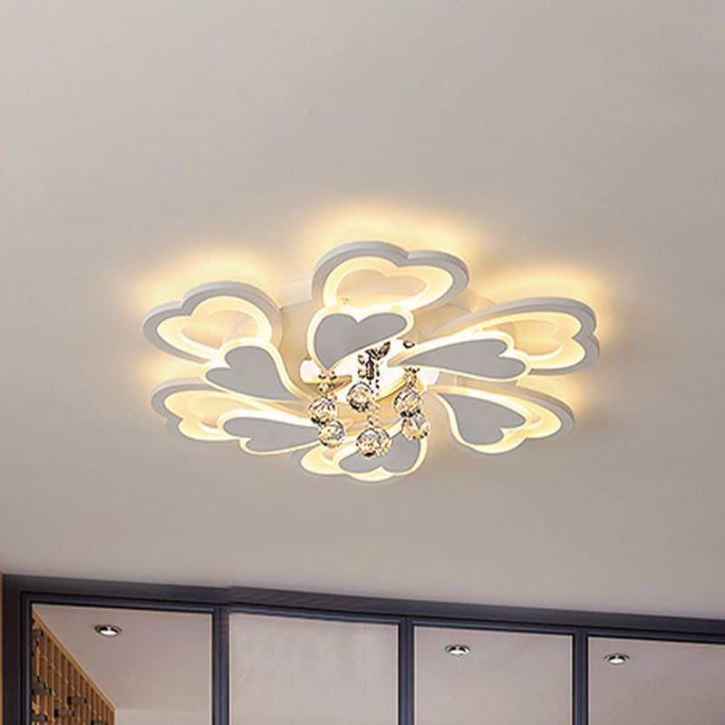 White Loving-Heart Flush Light Contemporary 27"/31.5" Wide LED Acrylic Flushmount Lighting in Warm/White Light Clearhalo 'Ceiling Lights' 'Close To Ceiling Lights' 'Close to ceiling' 'Flush mount' Lighting' 254276