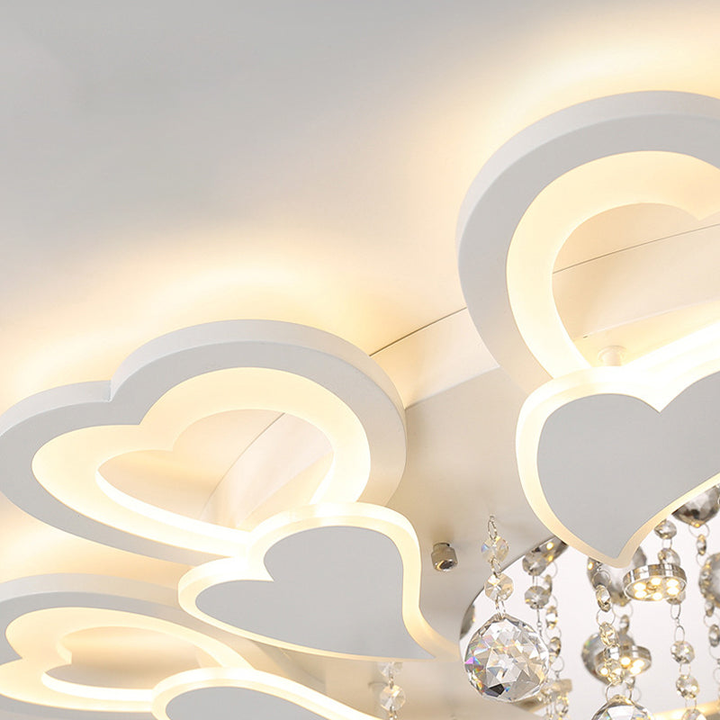 White Loving-Heart Flush Light Contemporary 27"/31.5" Wide LED Acrylic Flushmount Lighting in Warm/White Light Clearhalo 'Ceiling Lights' 'Close To Ceiling Lights' 'Close to ceiling' 'Flush mount' Lighting' 254279