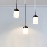 Cylinder Shade Hanging Light Contemporary Frosted Glass Pendant Lamp in Black & White for Kitchen 3 Black Clearhalo 'Ceiling Lights' 'Chandeliers' 'Modern Chandeliers' 'Modern' Lighting' 254285