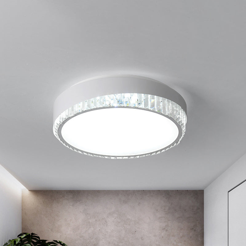 Acrylic Circular Flush Mount Fixture Nordic 16.5"/20.5" W LED White Flushmount Light with Clear Crystal Deco, Warm/White Light Clearhalo 'Ceiling Lights' 'Close To Ceiling Lights' 'Close to ceiling' 'Flush mount' Lighting' 254290