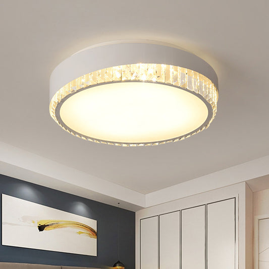 Acrylic Circular Flush Mount Fixture Nordic 16.5"/20.5" W LED White Flushmount Light with Clear Crystal Deco, Warm/White Light White Warm Clearhalo 'Ceiling Lights' 'Close To Ceiling Lights' 'Close to ceiling' 'Flush mount' Lighting' 254291