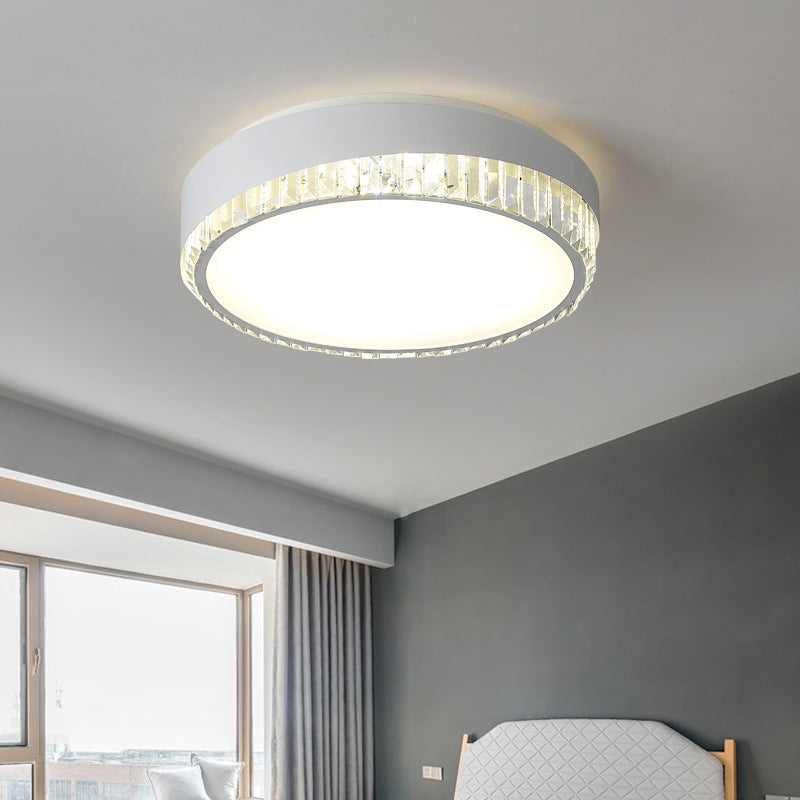 Acrylic Circular Flush Mount Fixture Nordic 16.5"/20.5" W LED White Flushmount Light with Clear Crystal Deco, Warm/White Light Clearhalo 'Ceiling Lights' 'Close To Ceiling Lights' 'Close to ceiling' 'Flush mount' Lighting' 254292