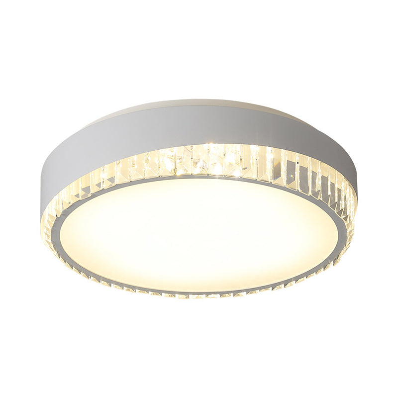 Acrylic Circular Flush Mount Fixture Nordic 16.5"/20.5" W LED White Flushmount Light with Clear Crystal Deco, Warm/White Light Clearhalo 'Ceiling Lights' 'Close To Ceiling Lights' 'Close to ceiling' 'Flush mount' Lighting' 254294