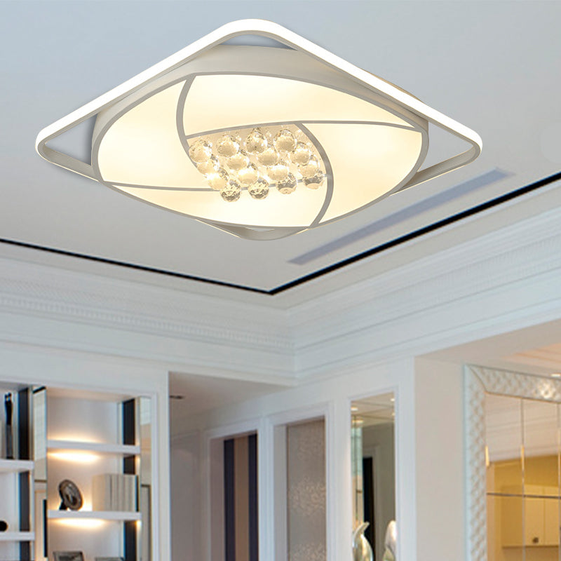 16.5"/20.5" Wide Squared Flushmount Light Modernist Acrylic and Clear Crystal LED White Flush Mount Lamp, Warm/White Light White Clearhalo 'Ceiling Lights' 'Close To Ceiling Lights' 'Close to ceiling' 'Flush mount' Lighting' 254303