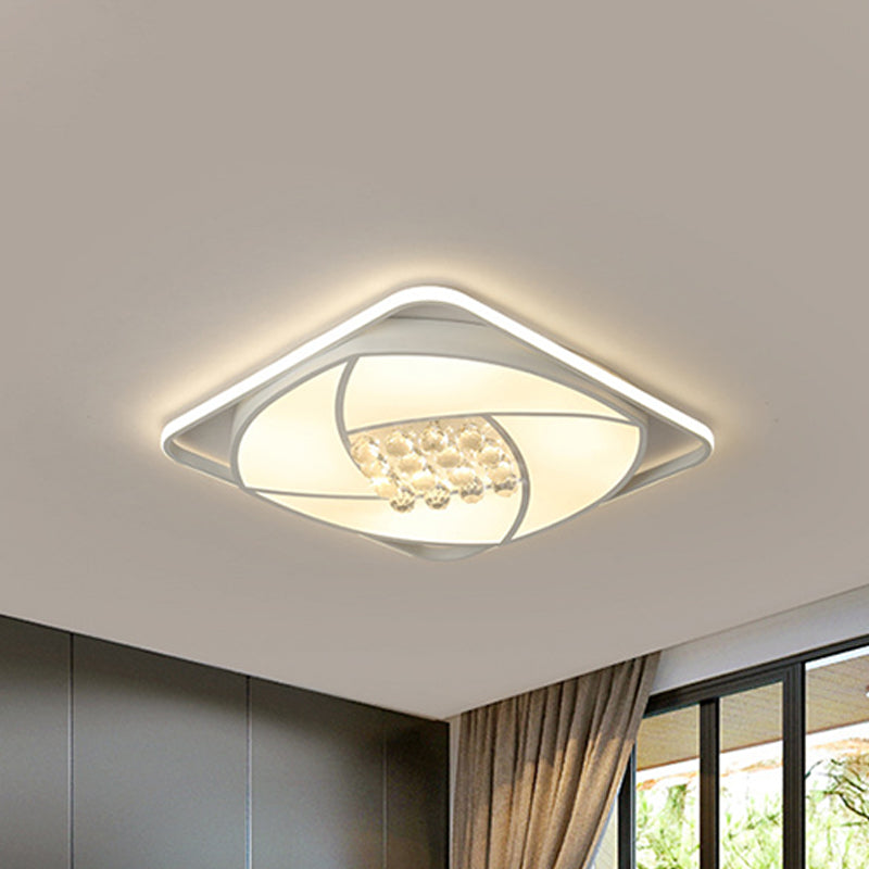 16.5"/20.5" Wide Squared Flushmount Light Modernist Acrylic and Clear Crystal LED White Flush Mount Lamp, Warm/White Light Clearhalo 'Ceiling Lights' 'Close To Ceiling Lights' 'Close to ceiling' 'Flush mount' Lighting' 254304