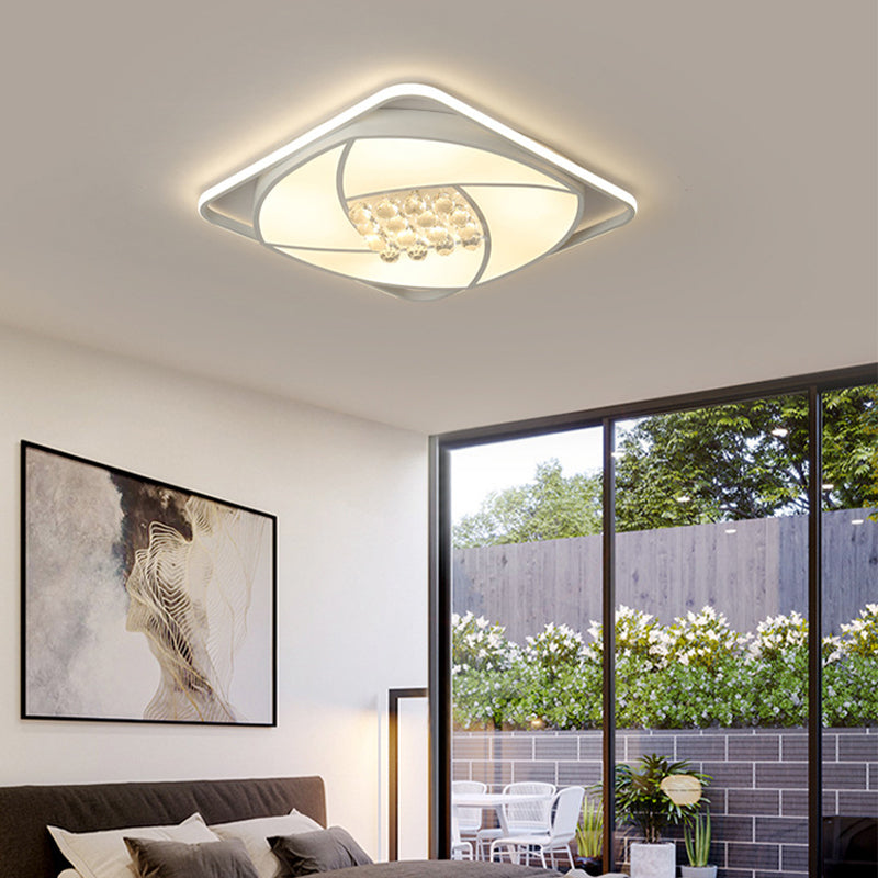 16.5"/20.5" Wide Squared Flushmount Light Modernist Acrylic and Clear Crystal LED White Flush Mount Lamp, Warm/White Light Clearhalo 'Ceiling Lights' 'Close To Ceiling Lights' 'Close to ceiling' 'Flush mount' Lighting' 254305