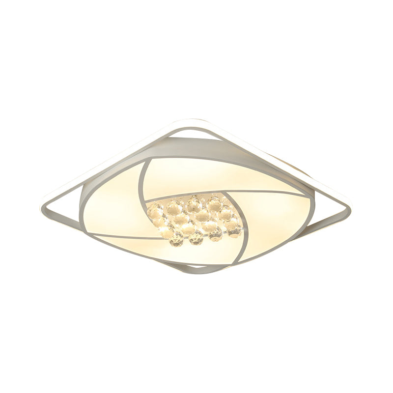 16.5"/20.5" Wide Squared Flushmount Light Modernist Acrylic and Clear Crystal LED White Flush Mount Lamp, Warm/White Light Clearhalo 'Ceiling Lights' 'Close To Ceiling Lights' 'Close to ceiling' 'Flush mount' Lighting' 254306