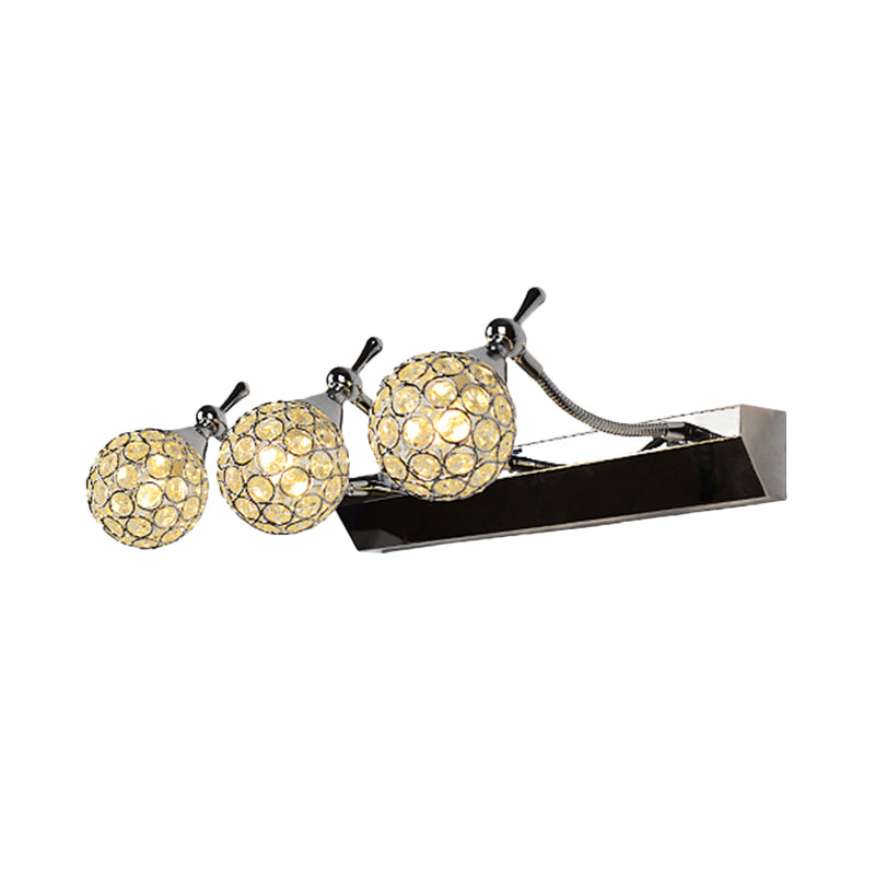 Orbit Wall Light Sconce Modernist Stylish Clear Crystal 3/4 Lights Black Finish Vanity Mirror Light, Warm/White Light Clearhalo 'Modern wall lights' 'Modern' 'Vanity Lights' 'Wall Lights' Lighting' 254341