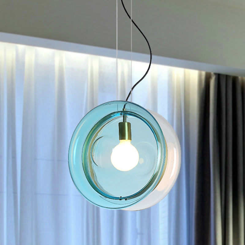 Orbit Corridor Hotel Suspension Light Glass Single Head Pendant Lamp with Brass Ring Clearhalo 'Ceiling Lights' 'Glass shade' 'Glass' 'Modern Pendants' 'Modern' 'Pendant Lights' 'Pendants' Lighting' 254434