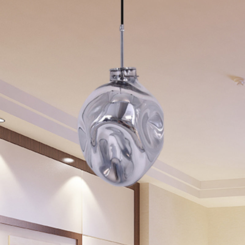 Contemporary Style Hanging Light Abstract Shade 1 Light Hammered Glass Pendant Lamp for Hotel Clearhalo 'Ceiling Lights' 'Glass shade' 'Glass' 'Modern Pendants' 'Modern' 'Pendant Lights' 'Pendants' Lighting' 254471