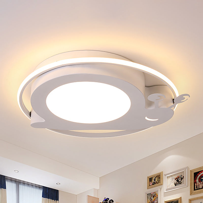 Metallic Circle Flush Ceiling Light with Snail Baby Room Animal LED Ceiling Lamp White Clearhalo 'Ceiling Lights' 'Close To Ceiling Lights' 'Close to ceiling' Lighting' 254553