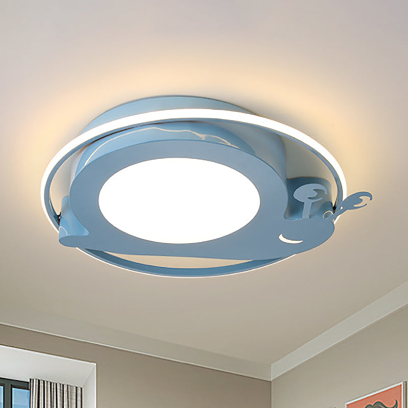 Metallic Circle Flush Ceiling Light with Snail Baby Room Animal LED Ceiling Lamp Blue Clearhalo 'Ceiling Lights' 'Close To Ceiling Lights' 'Close to ceiling' Lighting' 254559