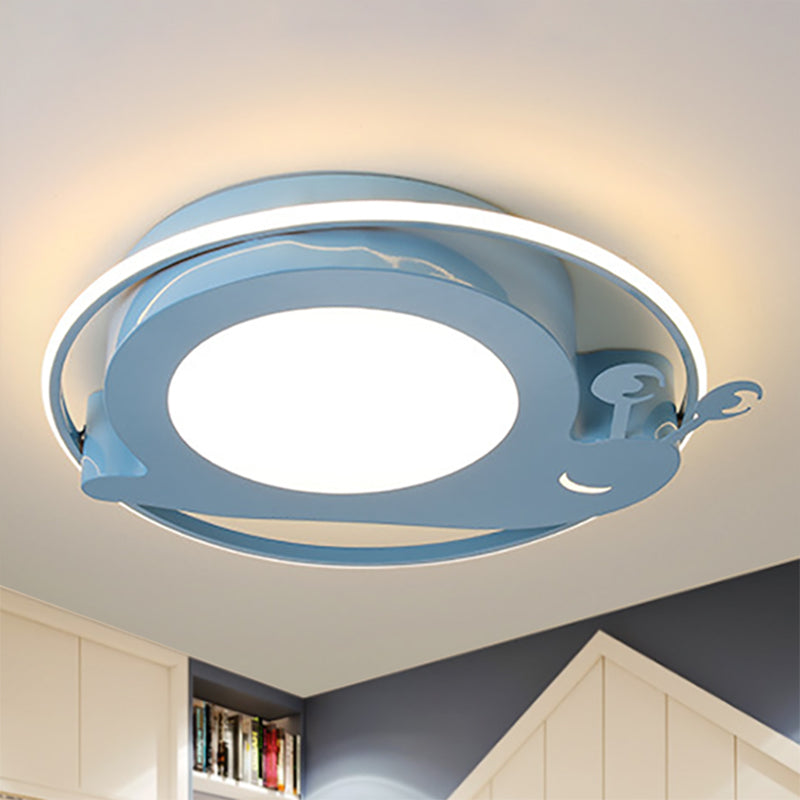 Metallic Circle Flush Ceiling Light with Snail Baby Room Animal LED Ceiling Lamp Clearhalo 'Ceiling Lights' 'Close To Ceiling Lights' 'Close to ceiling' Lighting' 254560