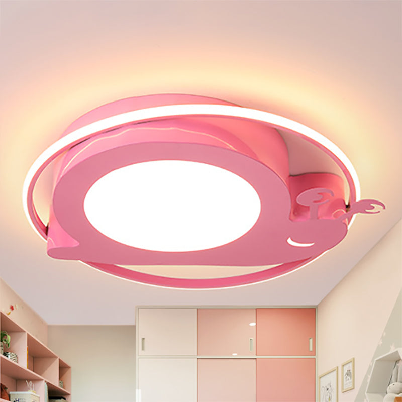 Metallic Circle Flush Ceiling Light with Snail Baby Room Animal LED Ceiling Lamp Clearhalo 'Ceiling Lights' 'Close To Ceiling Lights' 'Close to ceiling' Lighting' 254563