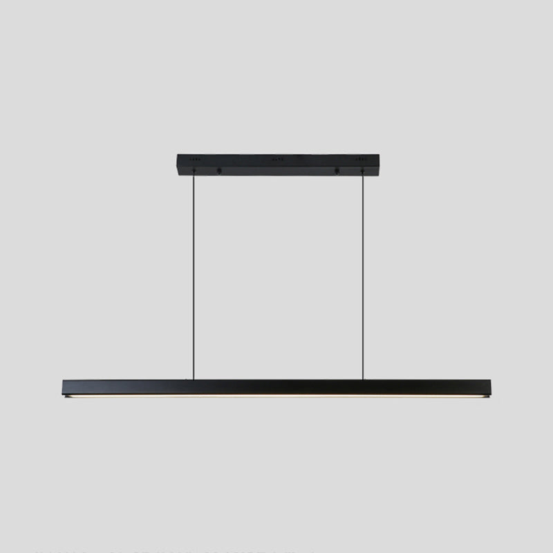 Minimalist Linear LED Island Pendant Metal Restaurant Hanging Lighting Fixture in Black Black Clearhalo 'Ceiling Lights' 'Island Lights' Lighting' 2546346